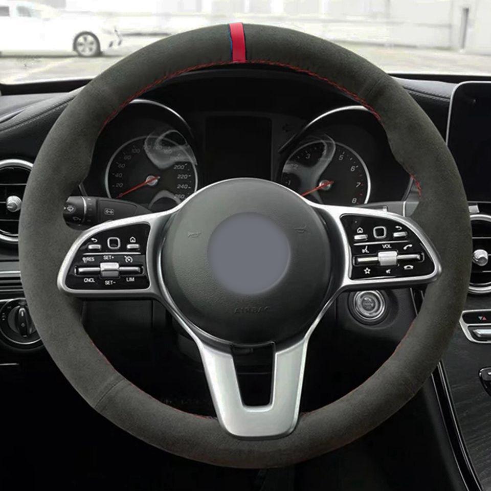 

Мягкий черный кожаный замшевый чехол на руль автомобиля для Mercedes Benz A-Class W177 B-Class W247 C-Class W205 Style 2