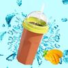 Silicone Slushie Cup with Lids Straws Portable Freezing Smoothie Cup BPA-free Cold Drink Cup for Juices Ice Cream Kids