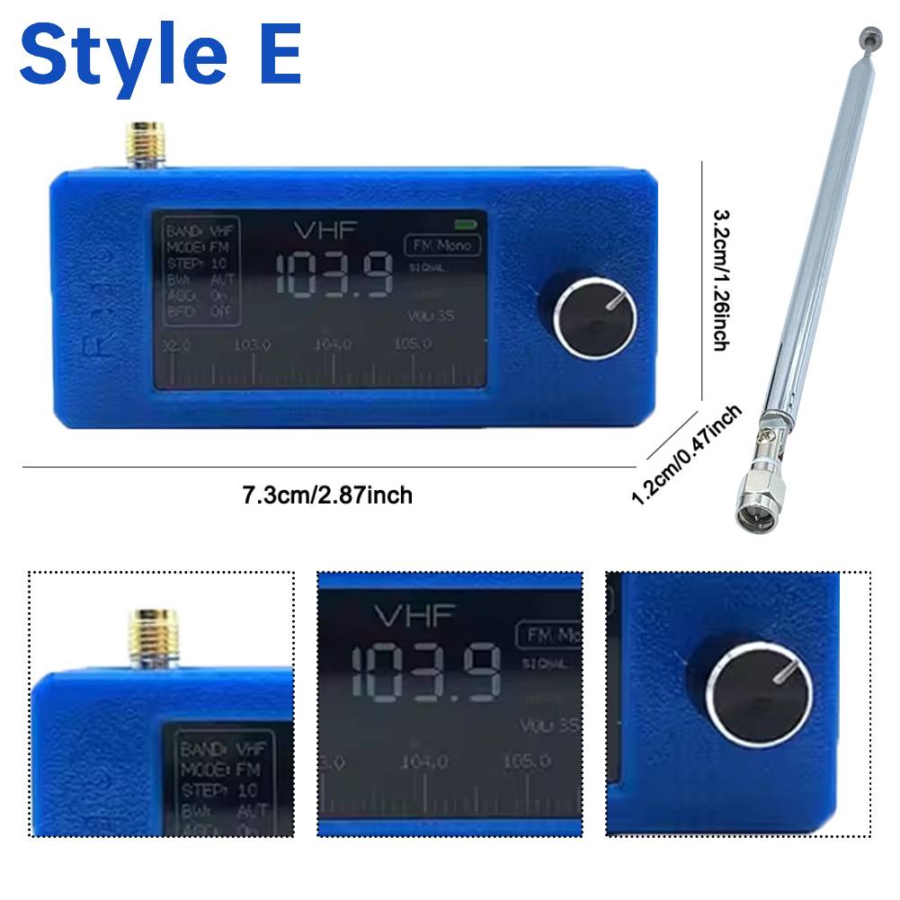 SI4732 0.5-108mhz Pocket Mini Radio 1.9inch IPS Screen FM/AM Radio with Antenna All Band Radio Receiver HF SW MW VHF Radio