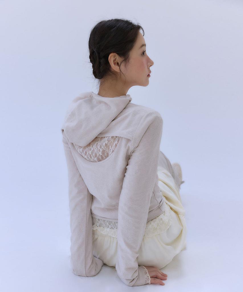 Back Open Hood Tee [ Beige ]