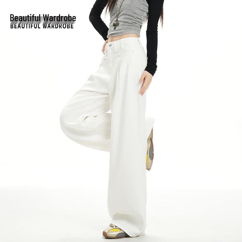 Beautiful Wardrobe Women's High-Waist Wide-Leg Straight Jeans