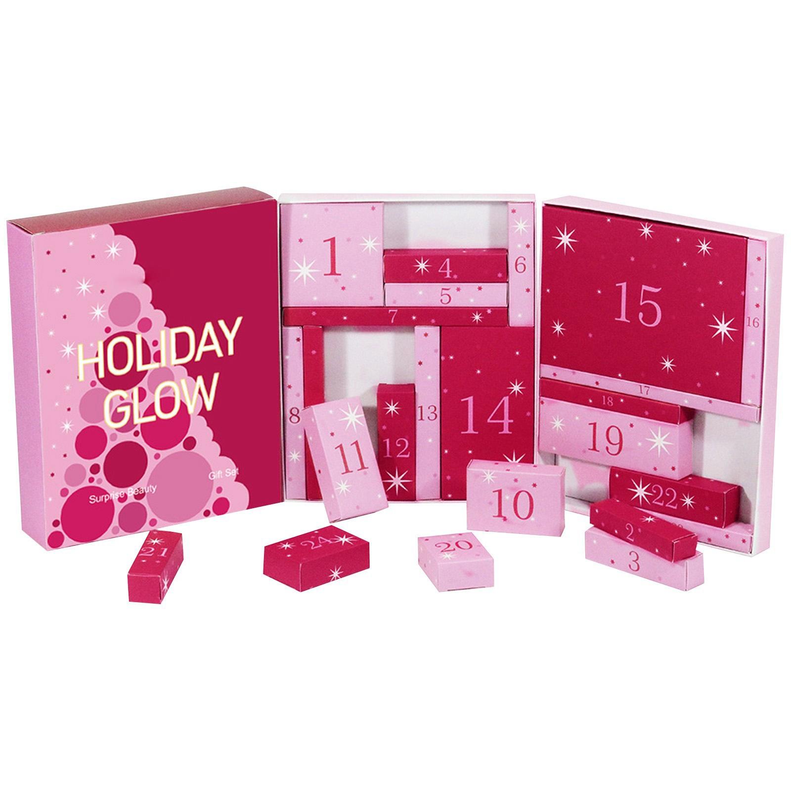 Holiday Glow Advent Calendar with Surprise Beauty Products 24 Days of Skincare and Makeup Delights белый