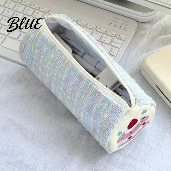 Girlish Desk Accessory Strawberry Cake Roll Pencil Case Large Capacity Cylindrical Pen Pouch