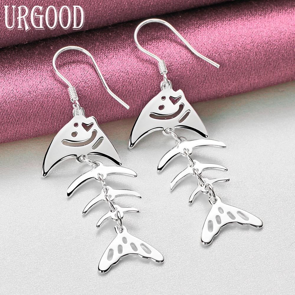 925 Sterling Silver Fish Pendant Earrings Wedding Jewelry