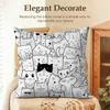Fashion Art Line Cat Cushion Cover Natural Linen Organic Fabric DoubleSided Printing Sofa Home Decor Gift Pillow Case