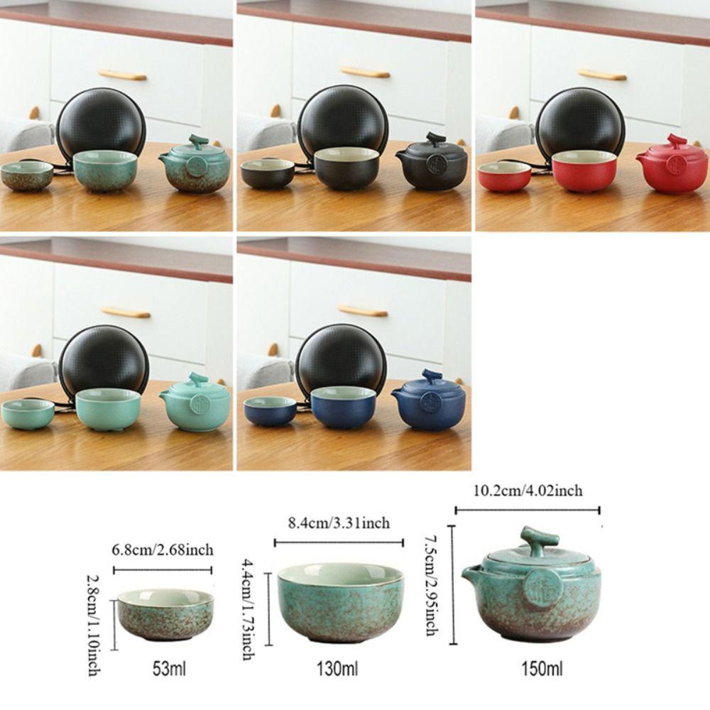Minimalist 2 in 1 Tea Ceremony Teapot Set Ceramic Mini Travel Teapot with Storage Bag Chinese Teapot Set Outdoor