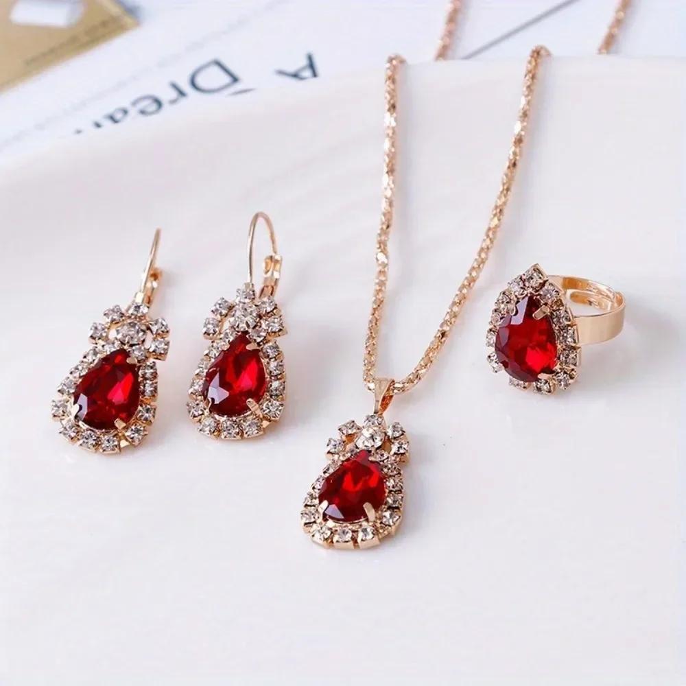 Luxury Heart-Shaped Women - Zinc Alloy, Synthetic Zircons, Perfect for Party, Valentine's Day, and Any Occasion  Zircon Sets