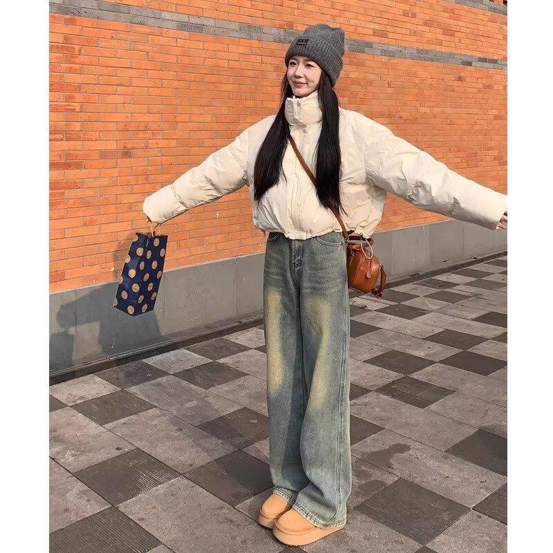 

Американские ретро джинсы с высокой посадкой и широкими штанинами для женщин - Свободный крой, стройнящие прямые брюки, коллекция весна/осень. XL