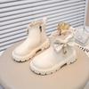 Girls Leather Boots with Big Sweet Bows Kids Ankle Boots Round Toes Soft Sole  Autumn Children Princess Short Boots Elegant