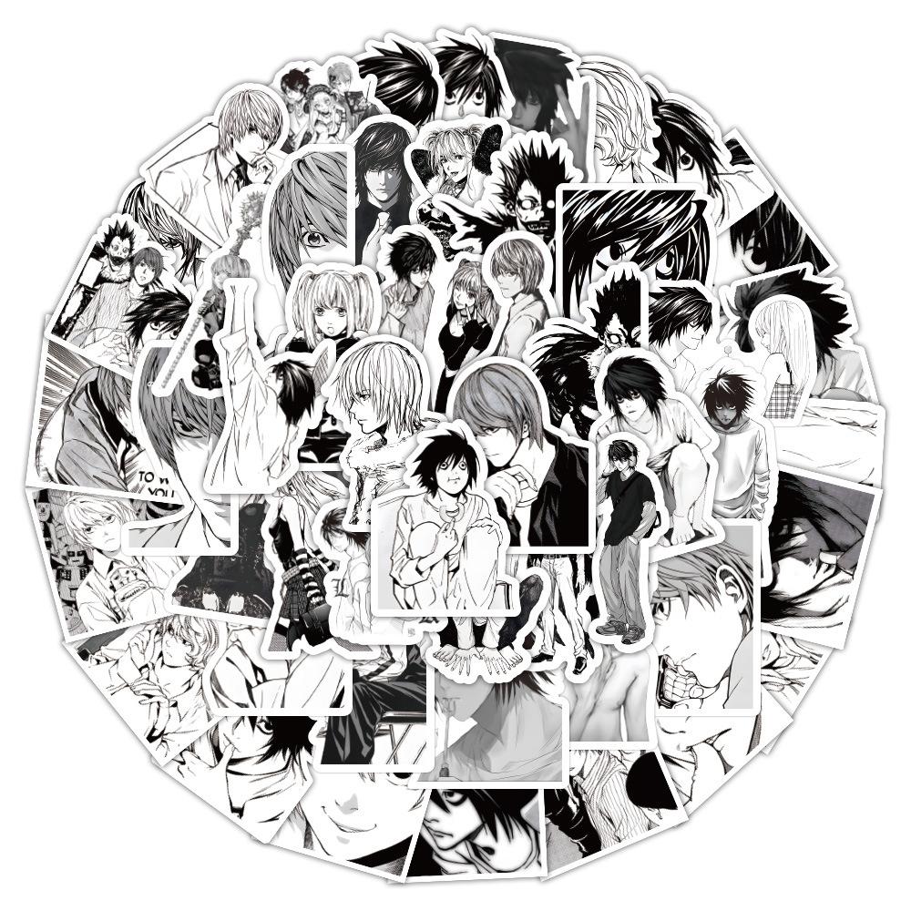 10/30/60pcs Anime Black White Manga Death Note Stickers Decals DIY Laptop Skateboard Diary Phone Case Waterproof Sticker Toy
