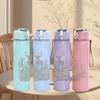 1PC Faint deer animal sketch print 750ml colorful plastic sports water bottle leakproof pop up lid with straw for outdoor work home use