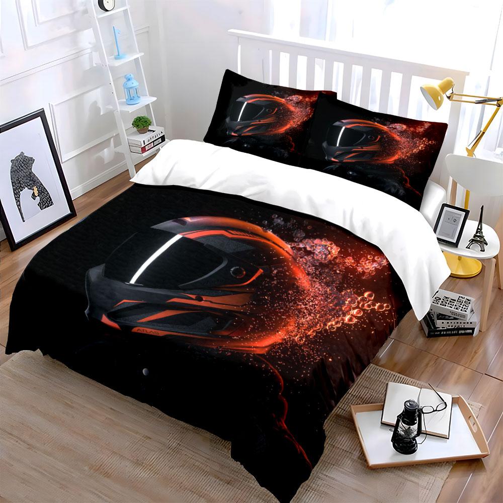Motorcycle Helmet with Bubbles. Bedding Sets Duvet Cover Sets Duvet Covers Pillowcases(1*Duvet Cover 2*Pillowcases Without Duvet Insert)