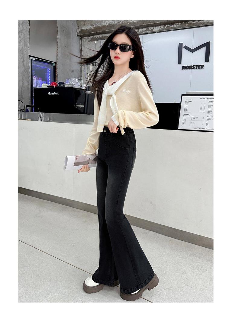 Girls' Flared Jeans with Bow - Autumn 2025 Fashion
