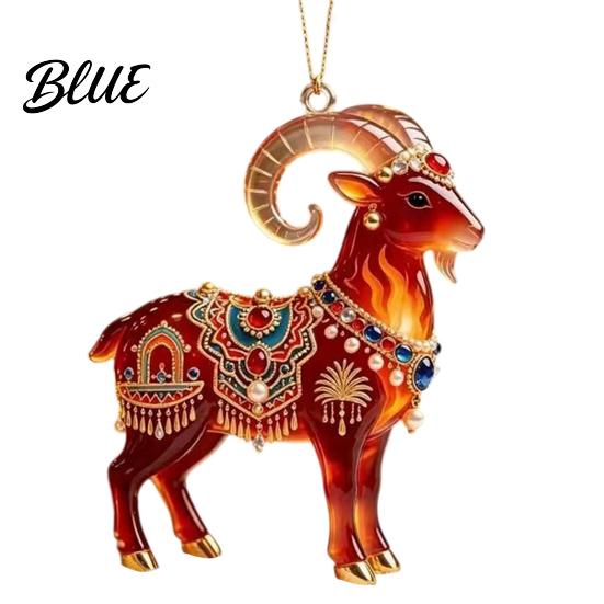Decorative Hanging Ornaments for Tree 2PCS Christmas Goat Ornaments 2D Acrylic Festive Party Supplies Pendants Lightweight Holiday Home Decor