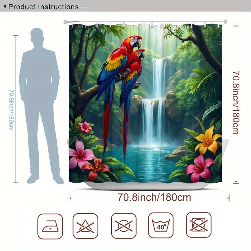 Rainforest Parrot Shower Curtain - Multi-Style Bath Decor, Perfect for Those Who Love Nature-Inspired and Practical Designs