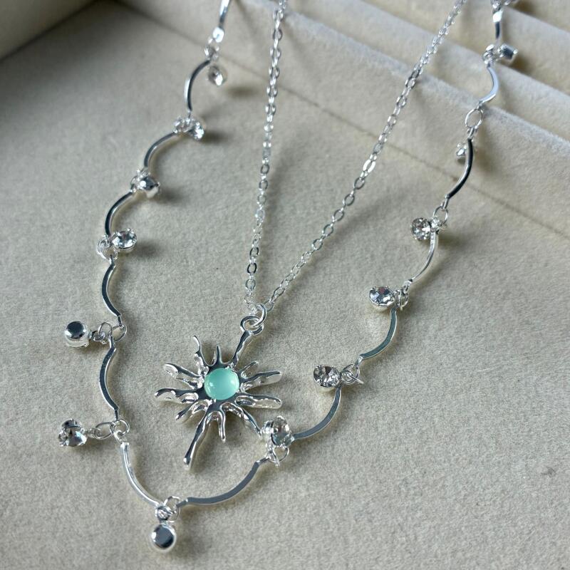 Sweet Double Layered Star Pendant Necklaces for Women Girls Fashion Personalized Collarbone Necklaces Party Jewelry Accessories