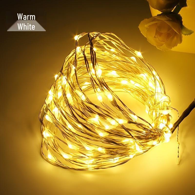 USB Copper Wire LED Lights with Remote - Starry Sky Atmosphere for Christmas, Gifts, and Decoration 10 LED 1m Button Battery