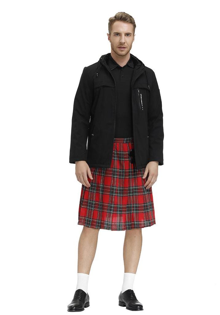 Falda plisada de cuadros para hombre: Estilo Festival Escocés, Lino Transpirable, Tallas M-XL.