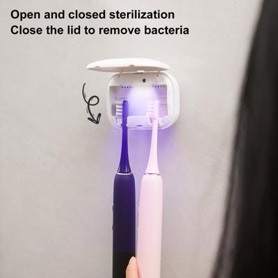 Toothbrush Holder UV Sanitizer Punch-free Wall-mounted Anti-slip USB Rechargeable Travel Home Toothbrush Cleaner Case for All Electric And Manual