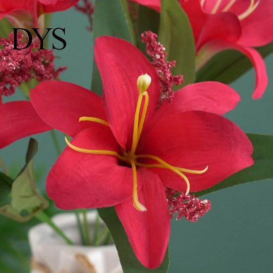 Lily Artificial Flower 1Pc 7 Heads Realistic Vivid Non-fading Not Wither Decorative Simulation Bouquet Gift Fake Home Art Decoration Scene Layout
