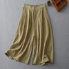 Real Shot Summer New Straight Cotton and Linen Literary Loose Retro Nine-point Wide-leg Pants Women