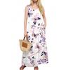 Women's Casual Floor-length Sundress Summer Beach Dress Round Neck Sleeveless Loose  Print Sundress
