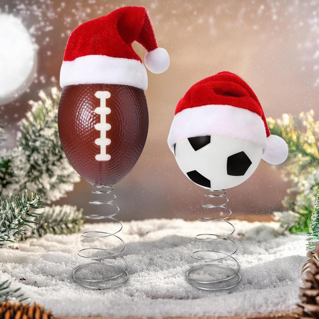 Christmas Topper Soccer Football Tree Topper With Hat Decor Christmas Home Ornament For Outdoor Winter Holiday Studio Nursery
