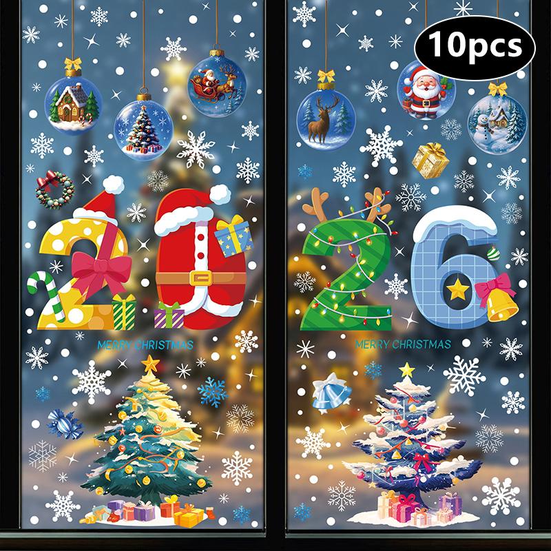 Creative Christmas Decorations, Electrostatic Stickers, Shop Window Decorations, Christmas Decorative Glass Stickers