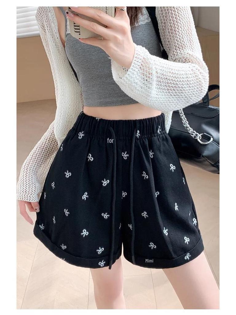 Plus Size Summer High Waist Wide Leg Casual Retro Shorts for Women