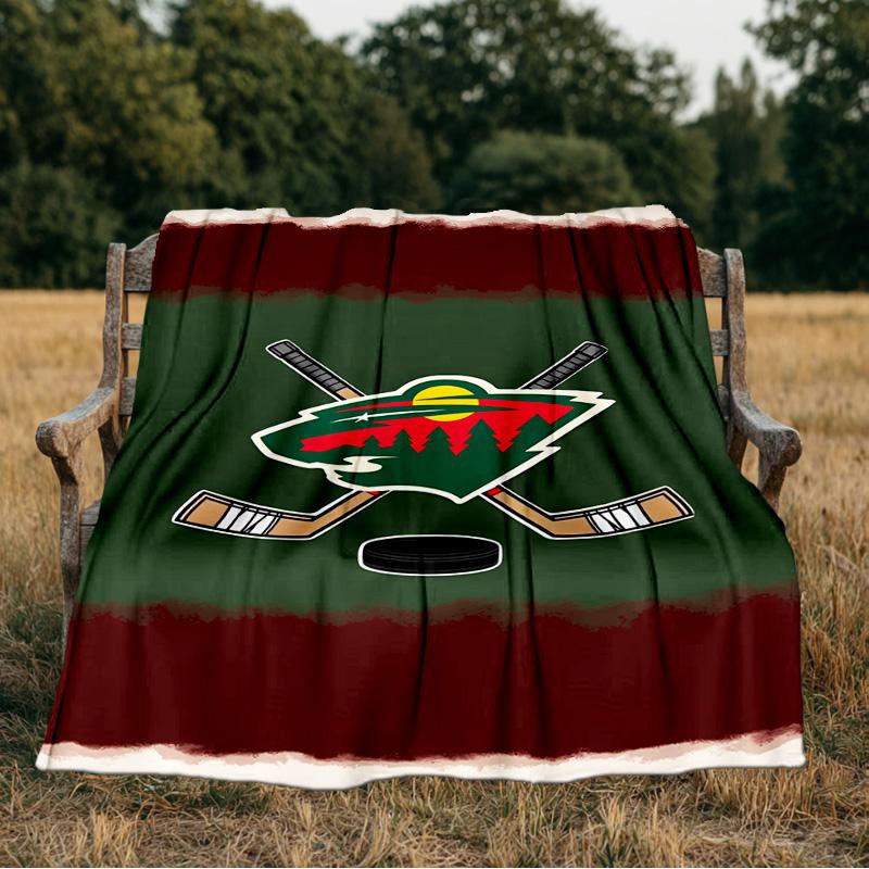Minnesota Hockey Team Blanket Flannel Throw for Sofa, Indoor, Camping, Living Room, Office, Chair, And Bed Soft Birthday Gift