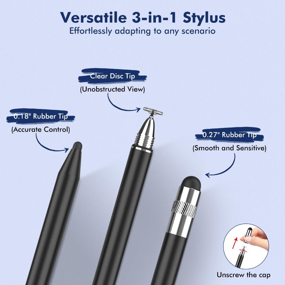 3-in-1 Stylus Pen High Sensitivity Capacitive Touch Pencil Professional Touch Screen Pen