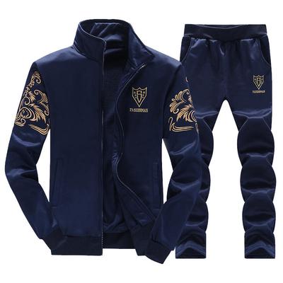 Spring and Autumn Men's Long Sleeve Sports Suit Hooded Zipper Sweater Men's Stand Collar Jacket