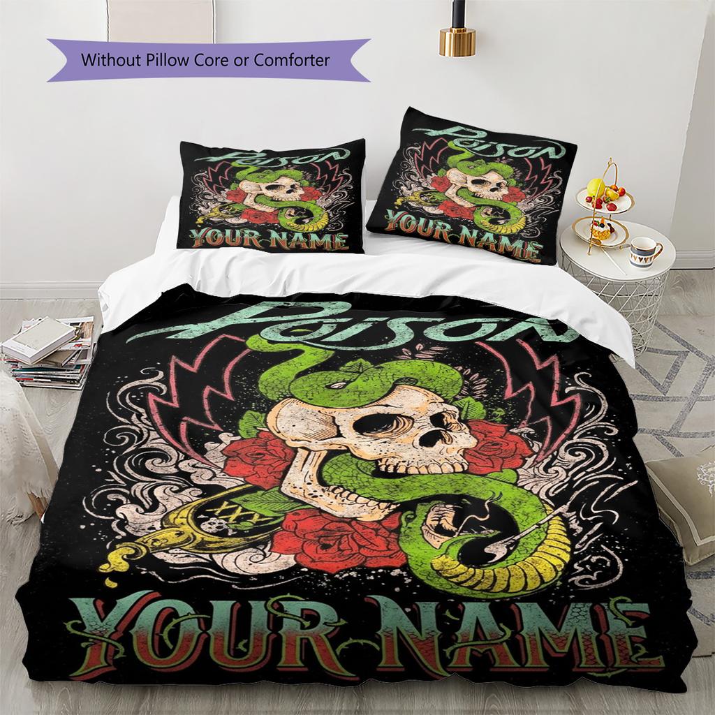 Name Custom Poison Pattern Bedding Set Quilt Cover Pillowcase Home Decor Gift (1 * Duvet Cover + 2 * Pillowcase, Without Core)