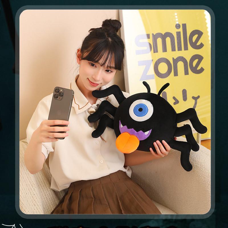 Eyed Black One Spider Plush Doll Animal Stuffed Toy Halloween Children Gift Room