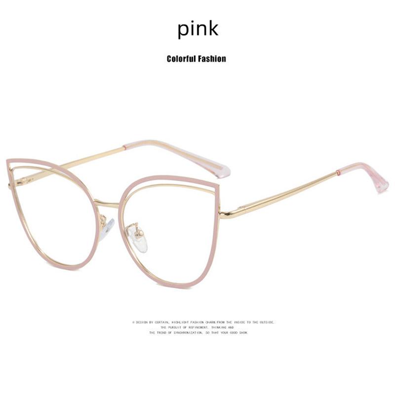 

2022 Leopard Print Anti Blue Light Hyperopia Glasses Women Metal Big Frame Cat Eye Finished Prescription Eyewear Computer Ocular 0 розовый
