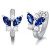 925 Silver Women' Creole Butterfly Earrings with Sapphire Cubic Zirconia - 925 Silver