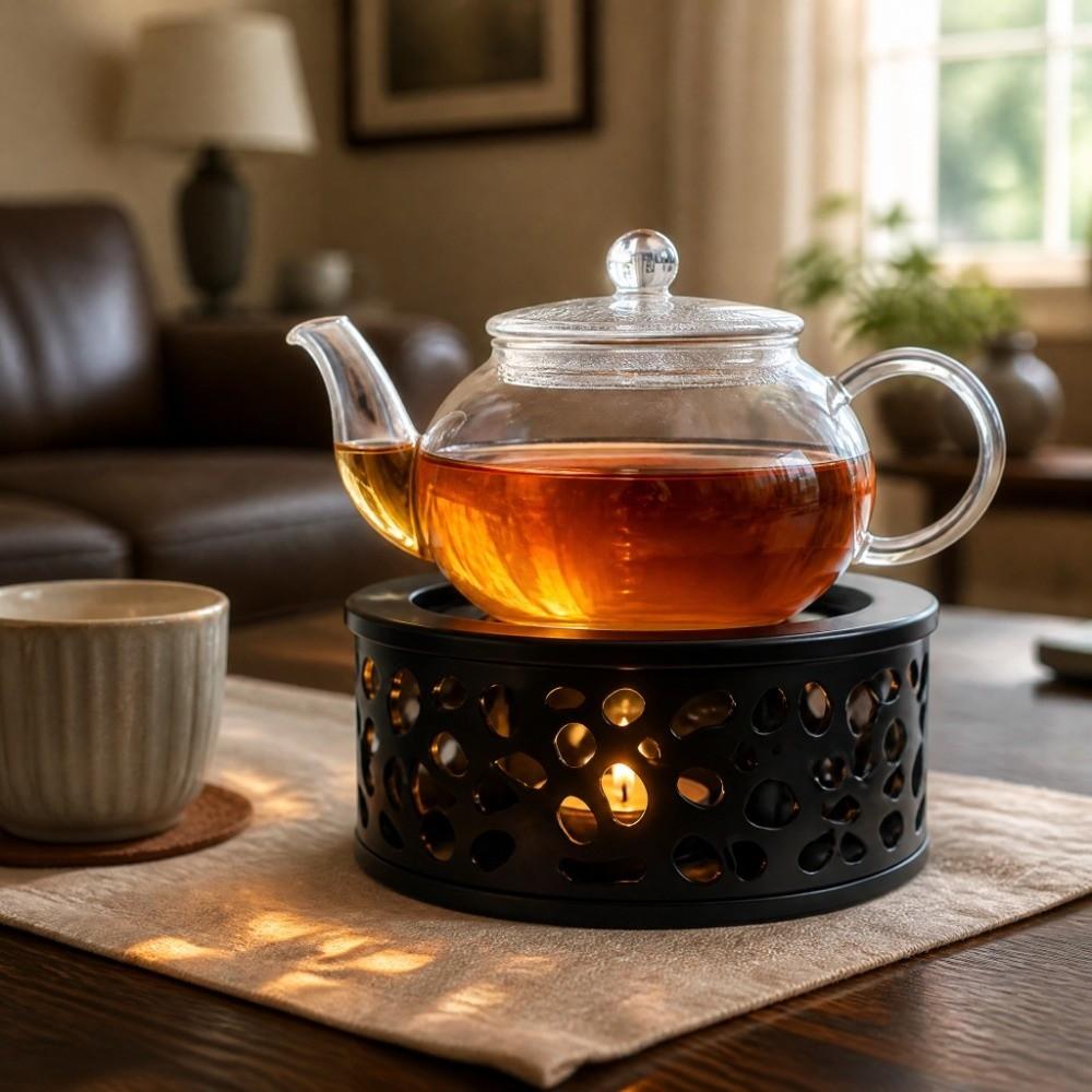 3 PCS Set 5.91 Inch Base Teapot Warmer Brushed Finish Heating Base Durable Tea Warmer Base For Tea