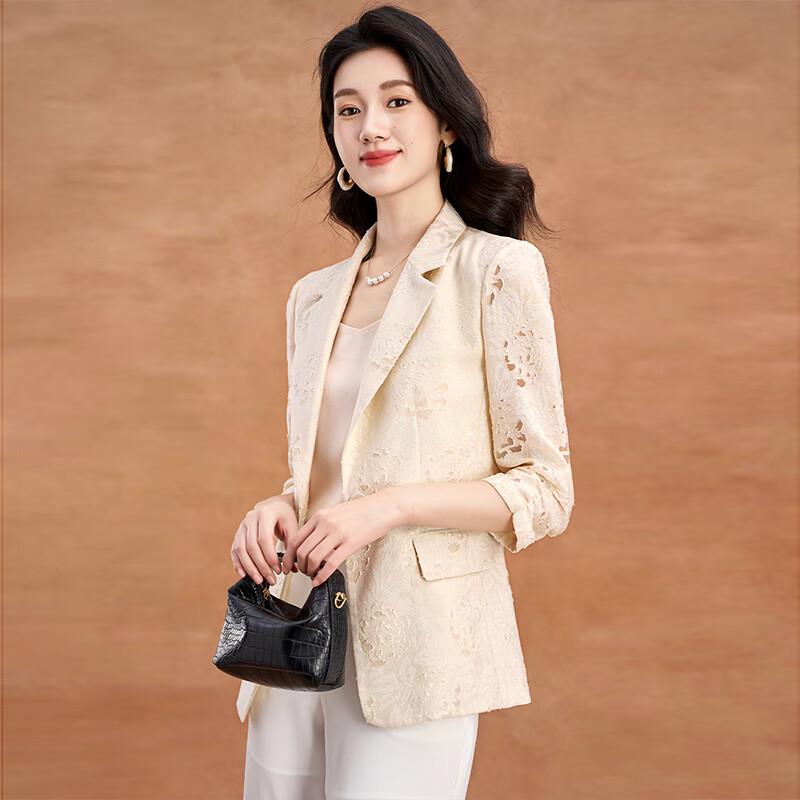 Kebeier Women's Textured Jacquard Blazer