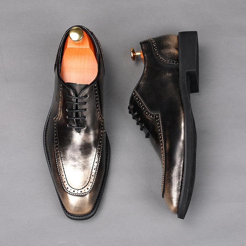 Fashion Retro Fashion Men Pointed Color Patchwork Gentleman Oxford Flats Casual Shoes Homecoming Wedding Dress Prom Zapatillas Hombre