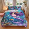 Mermaid Fantasy Underwater World Print 3Pcs Bedding Setduvet Cover With 2 Bedropillowcase Home Birthday Gift
