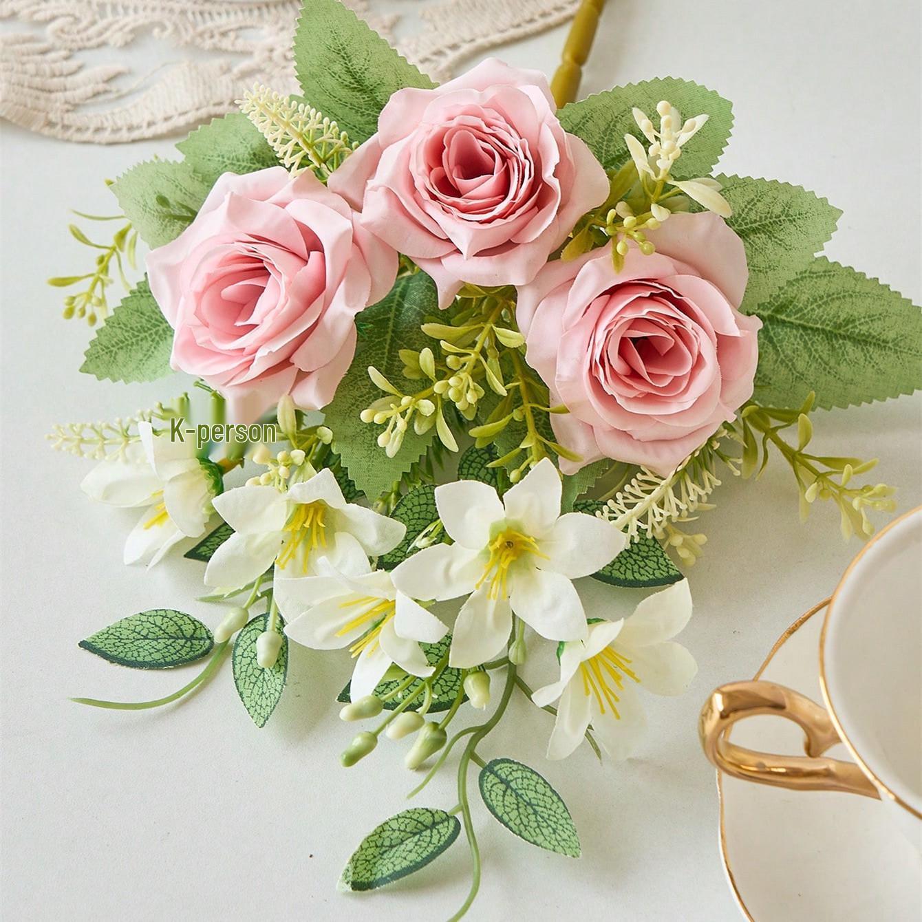 Artificial Rose Lily Flower for Home Decor and Hair Accessories розовый