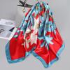 90*90Cm Women Elegant Floral Printed Square Imitation Silk Scarf Hijab Women Luxury Sunscreen And Dustproof Kerchief Head Scarf