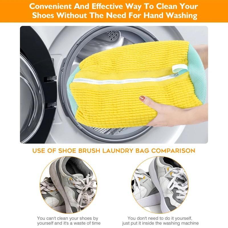 1PC Shoe Washing Bag Reusable Zipper Laundry Bag 360° All-Around Cleaning Sports Shoes Dirt Removal Shoe Cleaning Bag