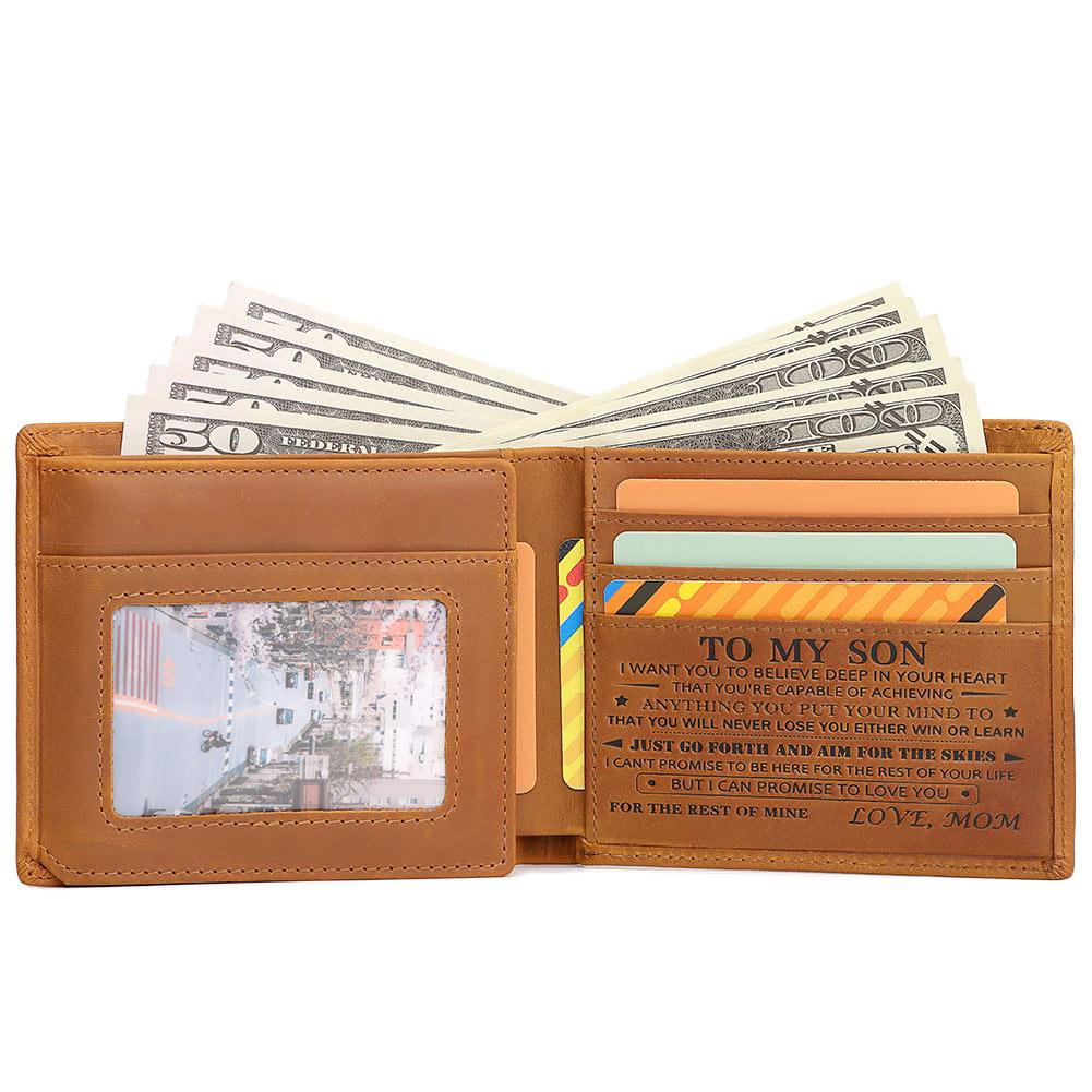 Humerpaul Men Leather Wallet Engraved with Blessings Gift Wallet for Grandson and Son