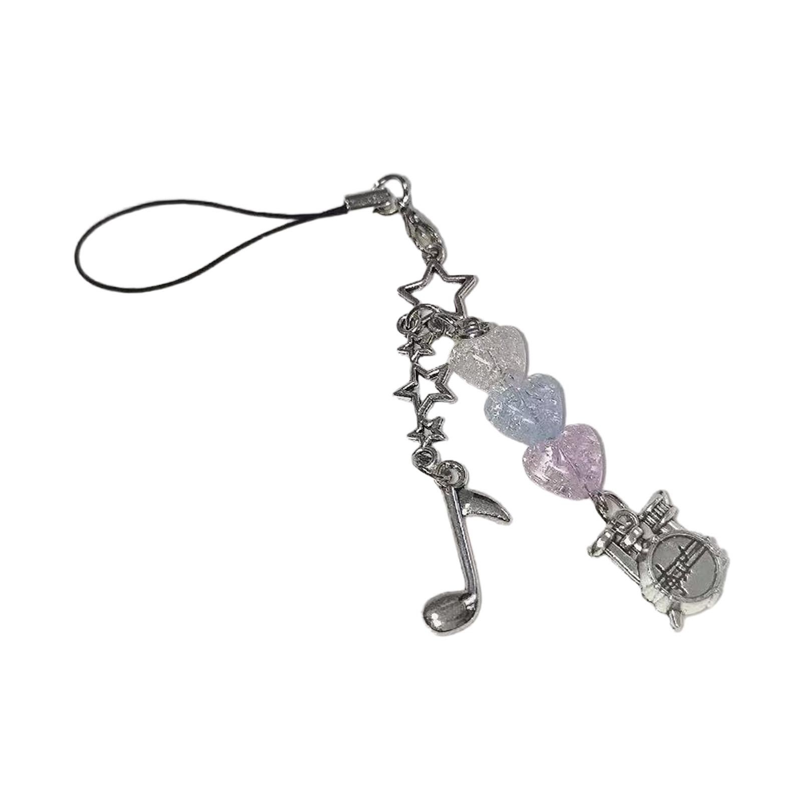 

Подвеска для телефона в виде барабанной установки с бусинами, цветное сердце, брелок для ключей для любителей музыки, аксессуар для смартфонов и сумок 2