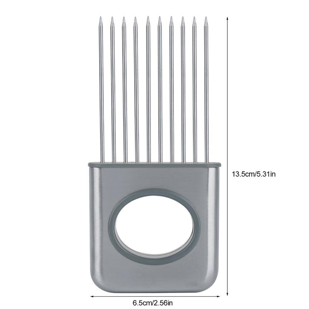 Stainless Steel Onion Holder Fruits Veg Meat Cutter Slicer Peeler Chopper with 10 Prongs