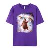 Laser Eyes Space Cat Riding Sloth Llama  Rainbow Shirts Graphic Tee White T Shirt Men