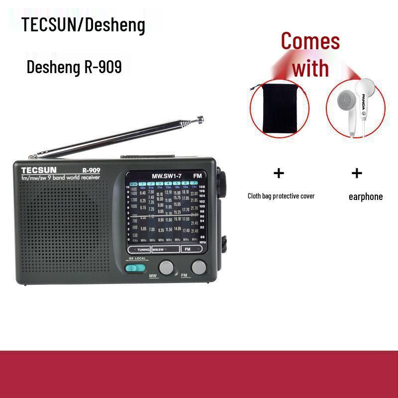 R-909 Tecsun Vintage Multi-band Portable FM Radio for Seniors