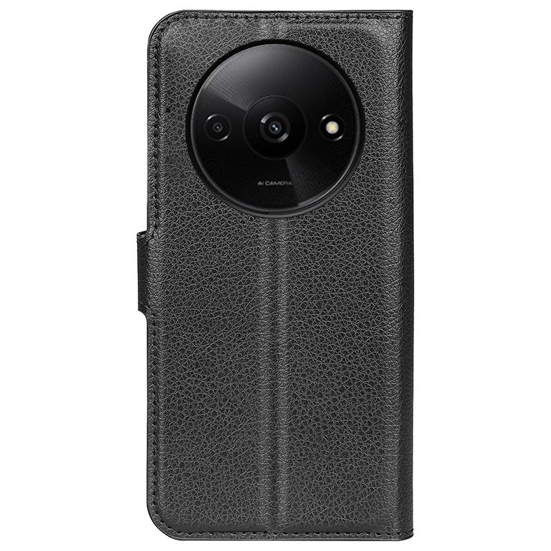 For Xiaomi Redmi A3 4G/Poco C61 4G Case Litchi Texture PU Leather Folding Stand Phone Cover