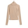 2026 Spring Korean Style Elegant Lace-up Faux Cashmere Long Sleeve Women's Top with Scarf